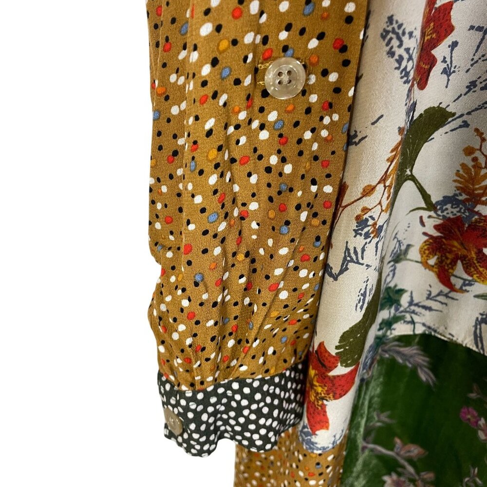 John Mark Mixed Print Button Up Tunic Shirt Boho … - image 6